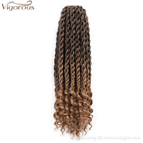 Vigorous High Temperature 14 Inch Crochet Hair Box Braids Curly Ends Ombre Synthetic Hair Extension For Black Women